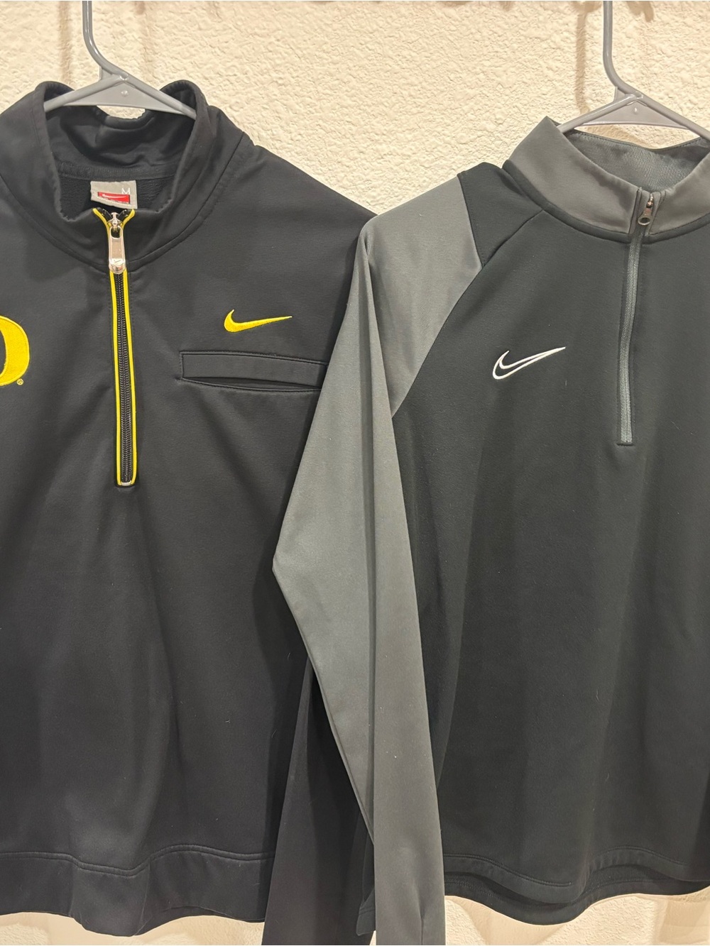 Lot of 2 NIKE 1/2 Zip Pullover Long Sleeves. U of O & NIKE Academy Pro Drill